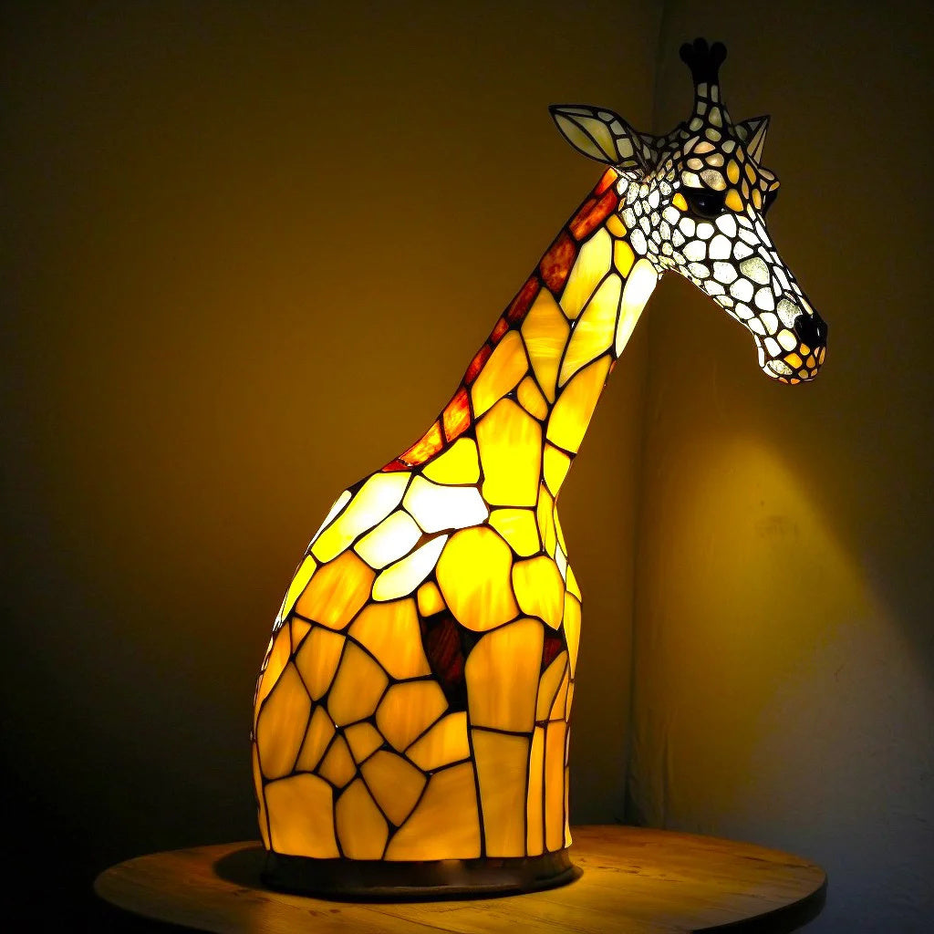Animal Lamp – Stained Glass Look Night Light, 18 Animals incl. Owl, Fox, Elephant & Unicorn, Gift