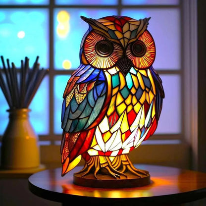 Animal Lamp – Stained Glass Look Night Light, 18 Animals incl. Owl, Fox, Elephant & Unicorn, Gift
