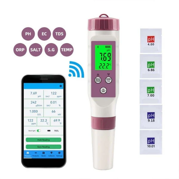 Digital Pool Water Tester | 7-in-1 Electronic Test Kit with Mobile App | Accurate Water Analysis for Pools and Spas