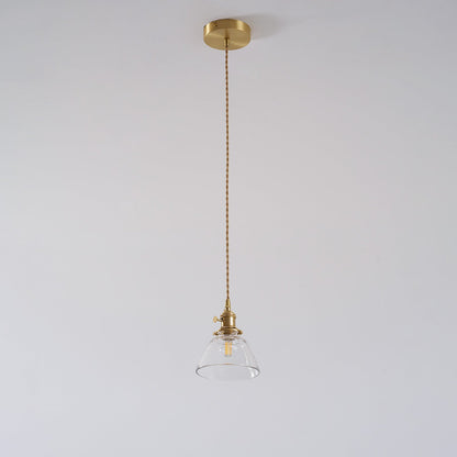 Clear Glass Pendant Light – Brass Farmhouse Kitchen Pendant, 3 Shapes, 14 to 15cm