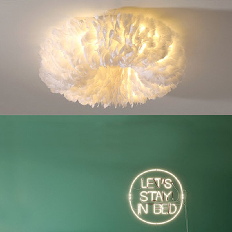 Bohemian Feather LED ceiling lamp for modern interiors