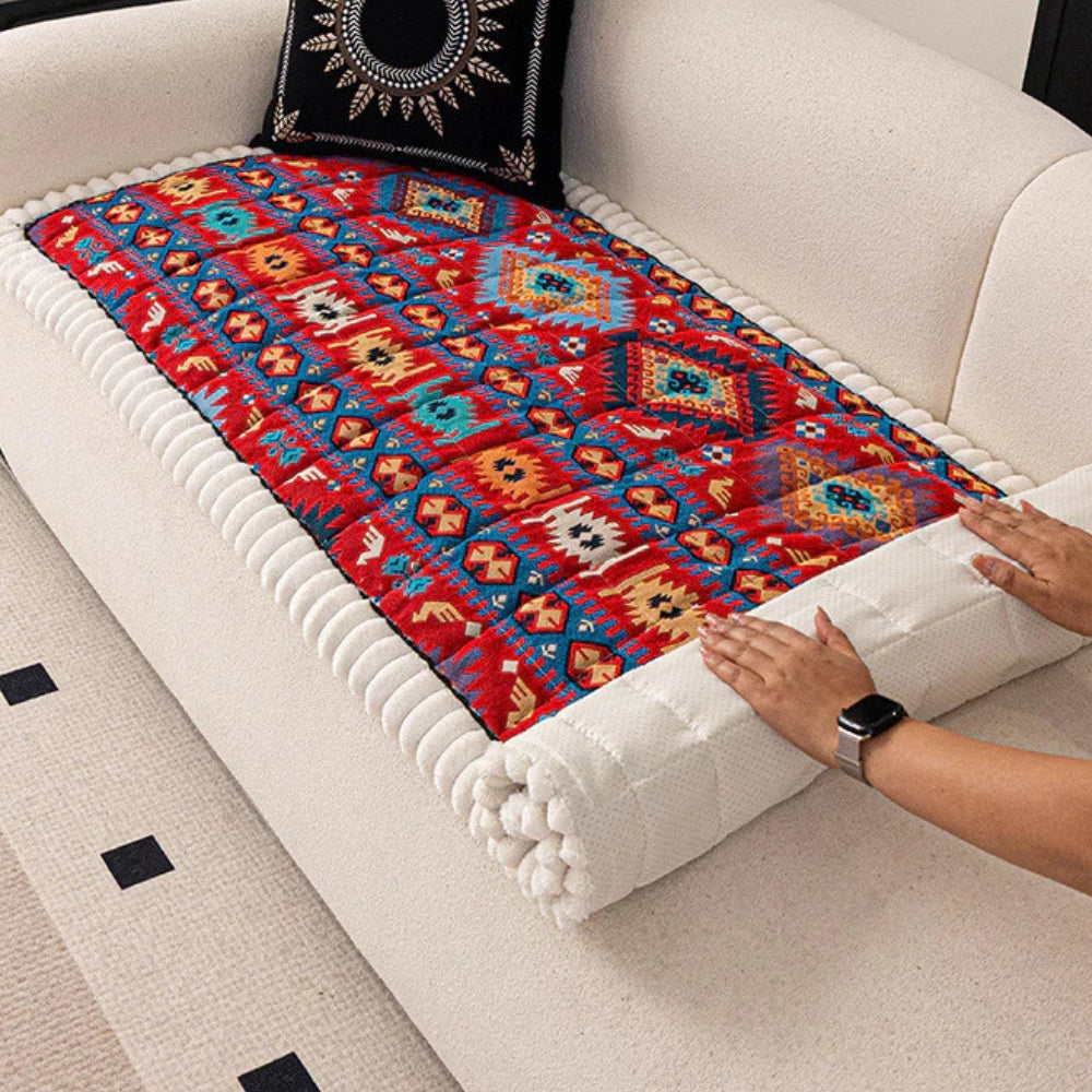 Embossed Boho Sofa Cover Decorative Non-Slip Protection