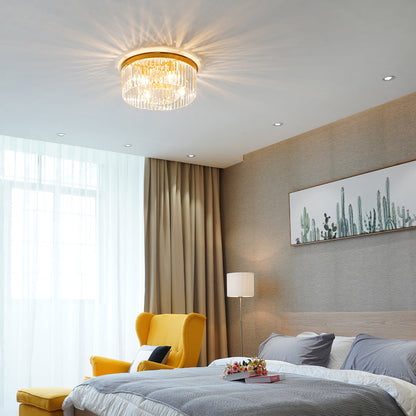 Crystal Rod Ceiling Light – Brass Flush Mount with Glass Crystal Rods, 40, 50 or 80cm