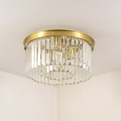Crystal Rod Ceiling Light – Brass Flush Mount with Glass Crystal Rods, 40, 50 or 80cm