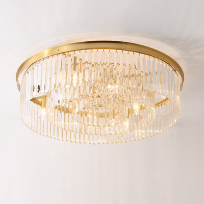 Crystal Rod Ceiling Light – Brass Flush Mount with Glass Crystal Rods, 40, 50 or 80cm