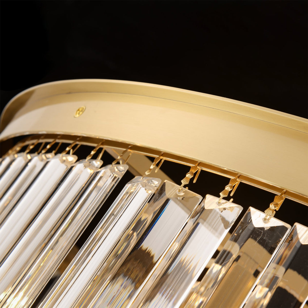 Crystal Rod Ceiling Light – Brass Flush Mount with Glass Crystal Rods, 40, 50 or 80cm