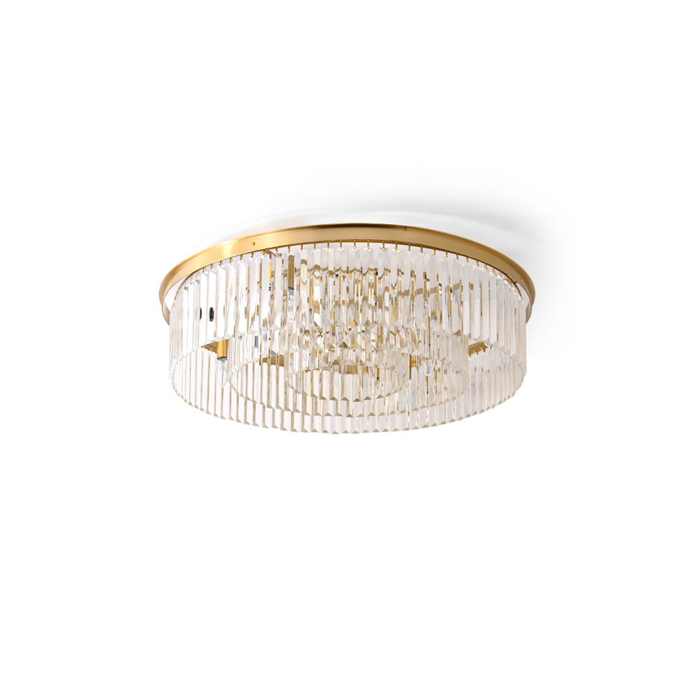 Crystal Rod Ceiling Light – Brass Flush Mount with Glass Crystal Rods, 40, 50 or 80cm