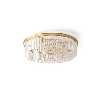 Crystal Rod Ceiling Light – Brass Flush Mount with Glass Crystal Rods, 40, 50 or 80cm