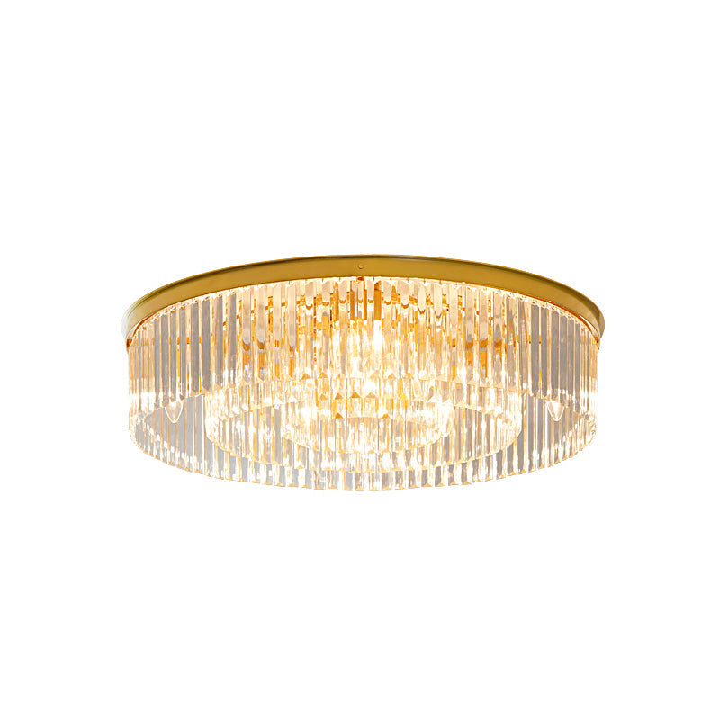Crystal Rod Ceiling Light – Brass Flush Mount with Glass Crystal Rods, 40, 50 or 80cm