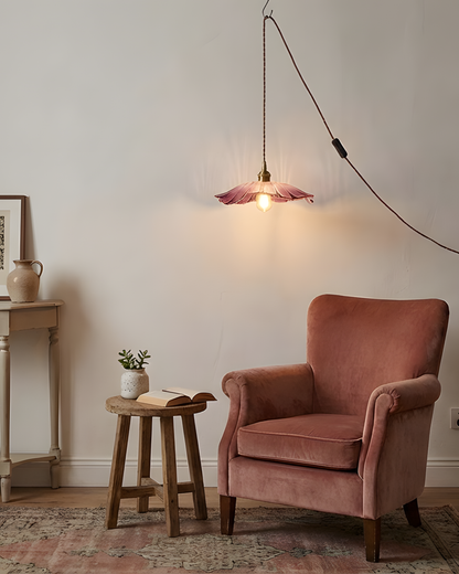 Flower Glass Plug In Pendant Lamp
