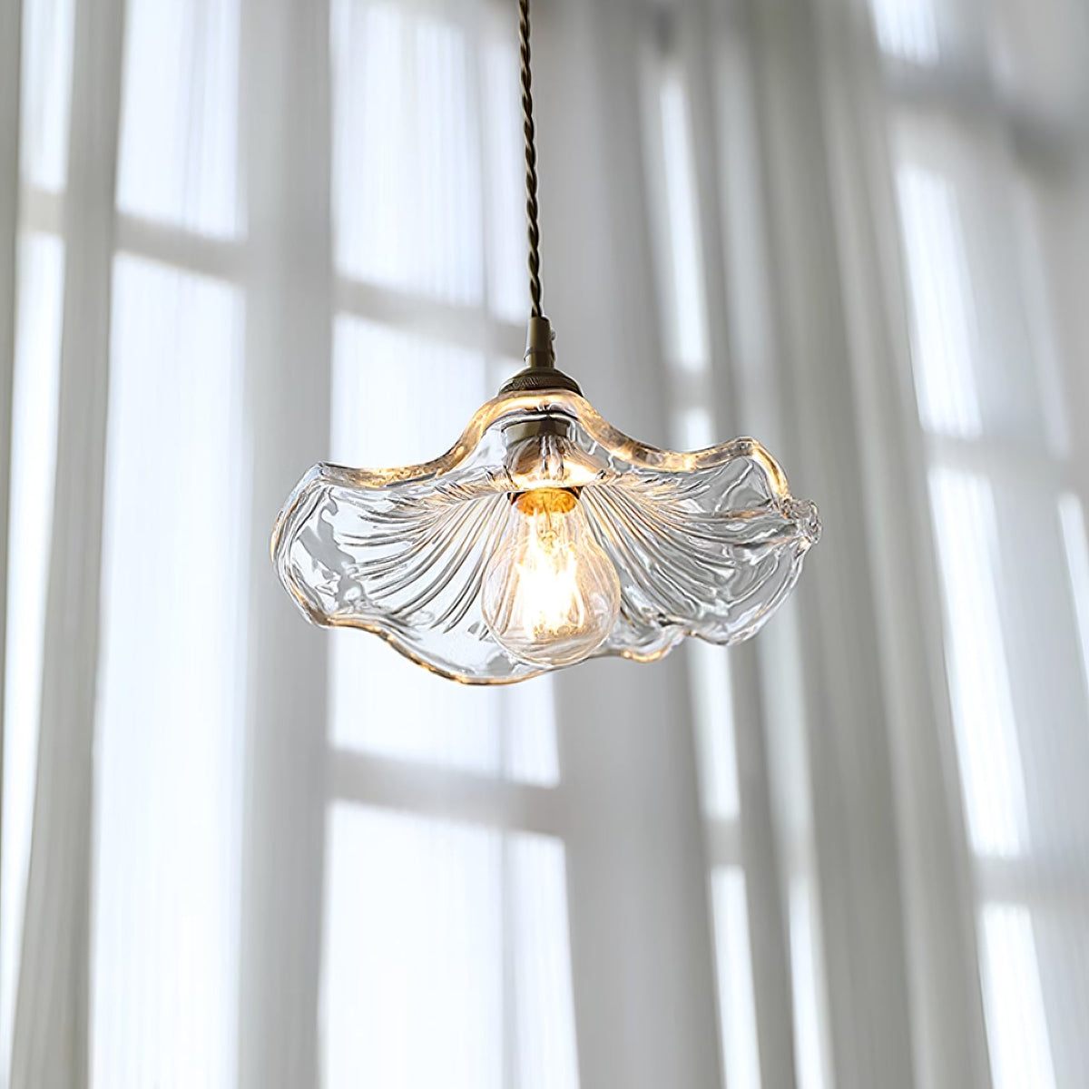 Flower Glass Plug In Pendant Lamp