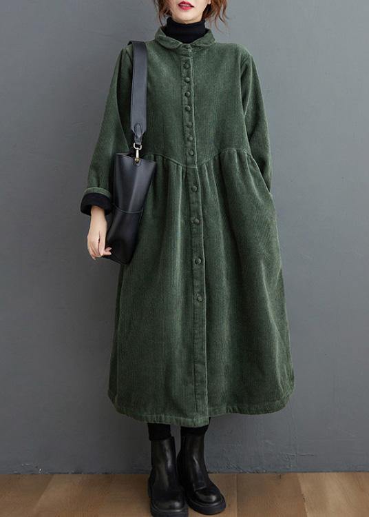 Women's coat loose fit Black-green casual style medium length