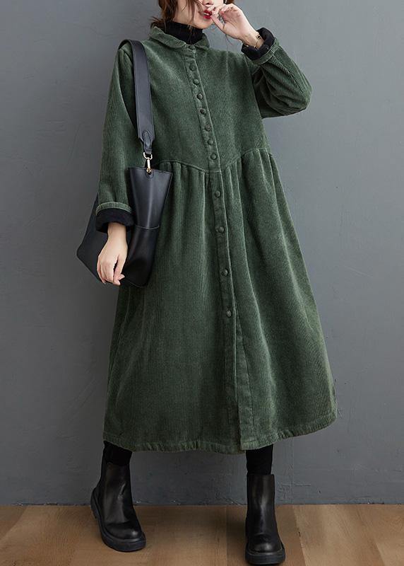Women's coat loose fit Black-green casual style medium length