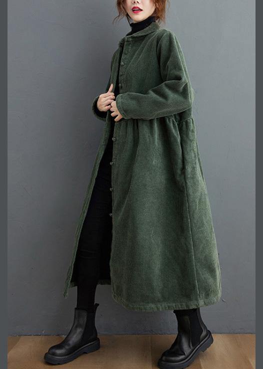 Women's coat loose fit Black-green casual style medium length