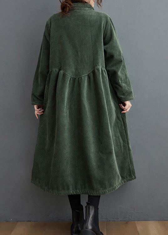Women's coat loose fit Black-green casual style medium length