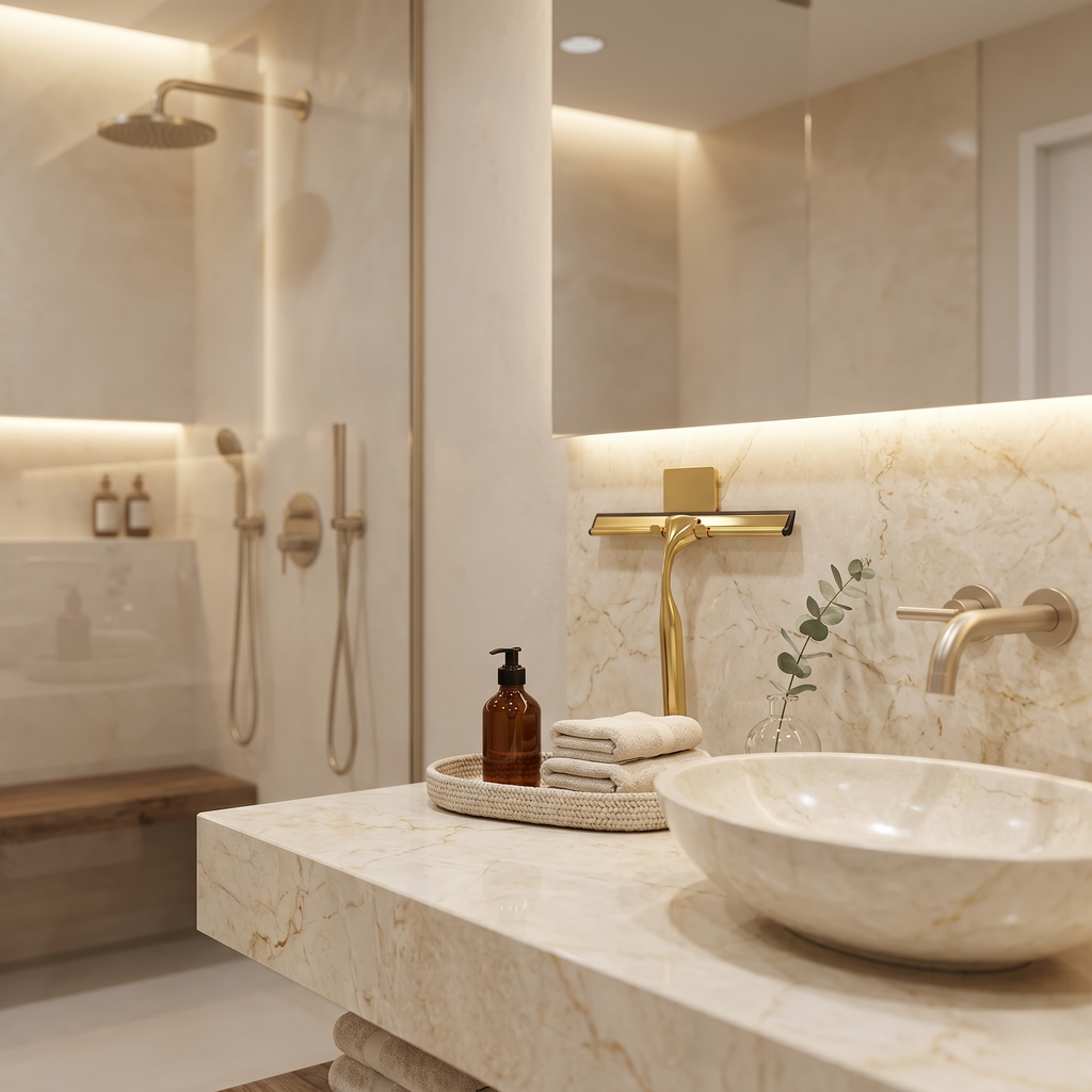 Brass Shower Glass Squeegee With Wall Mount Hook