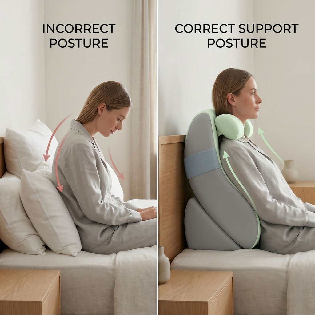 Ergonomic Bed Support System for Sitting, Reading & Laptop Use