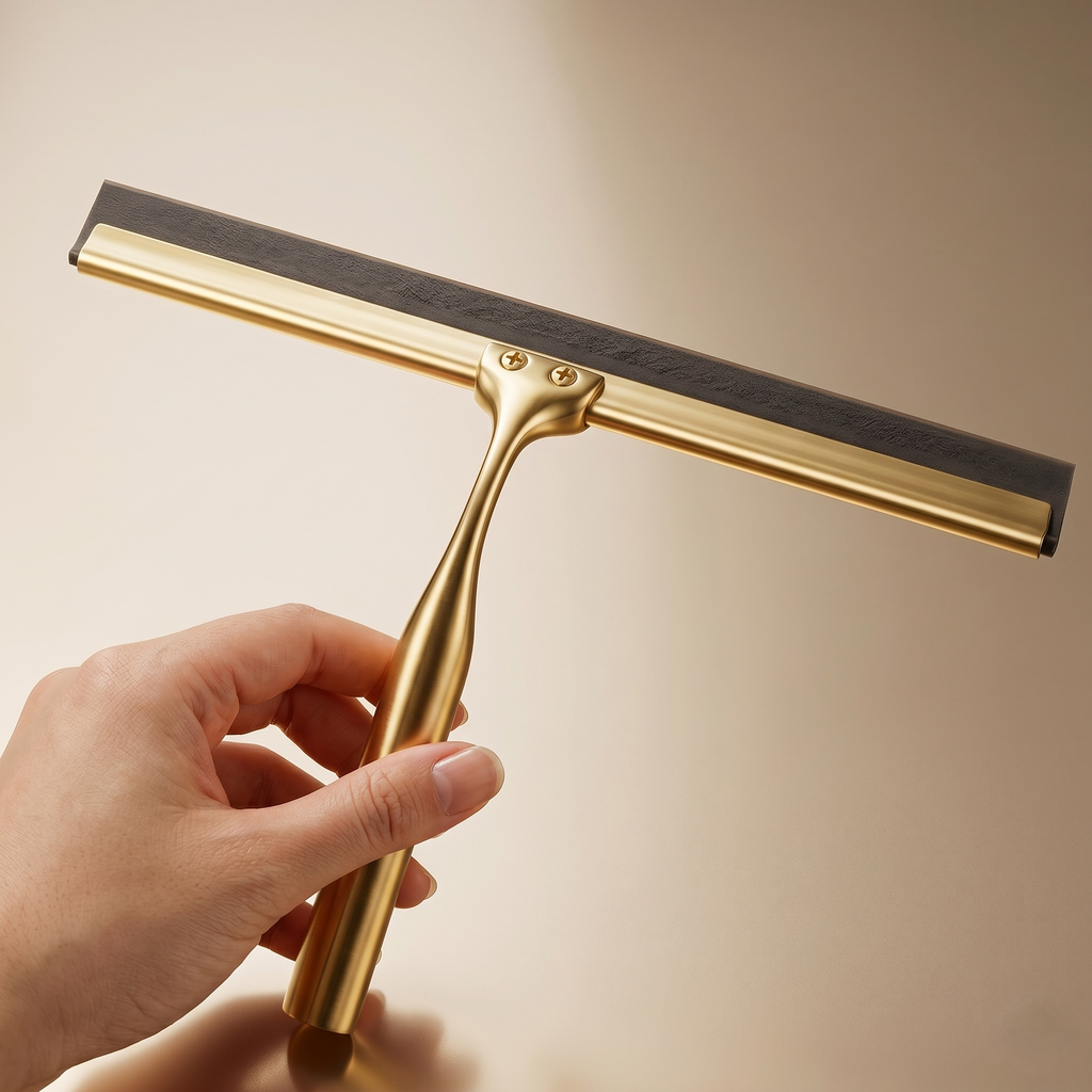 Brass Shower Glass Squeegee With Wall Mount Hook