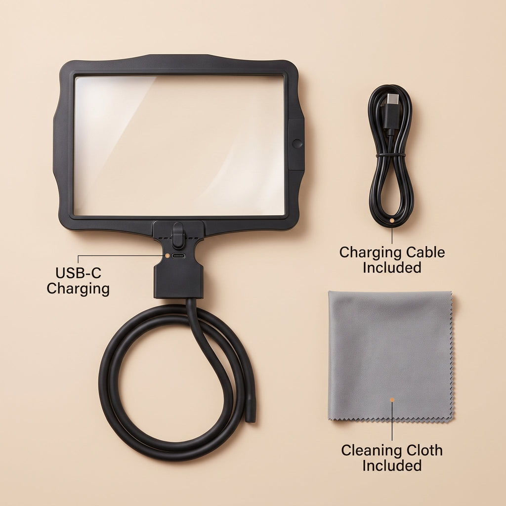 10X Hands-Free Magnifying Glass with 50 LEDs & Flexible Gooseneck