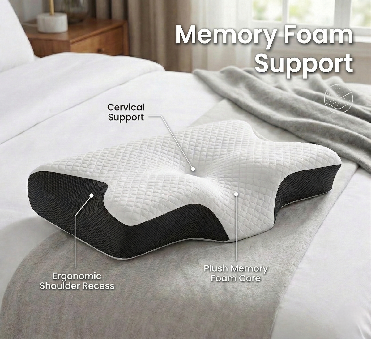 Ergonomic Cervical Memory Foam Pillow for Everyday Sleep Support