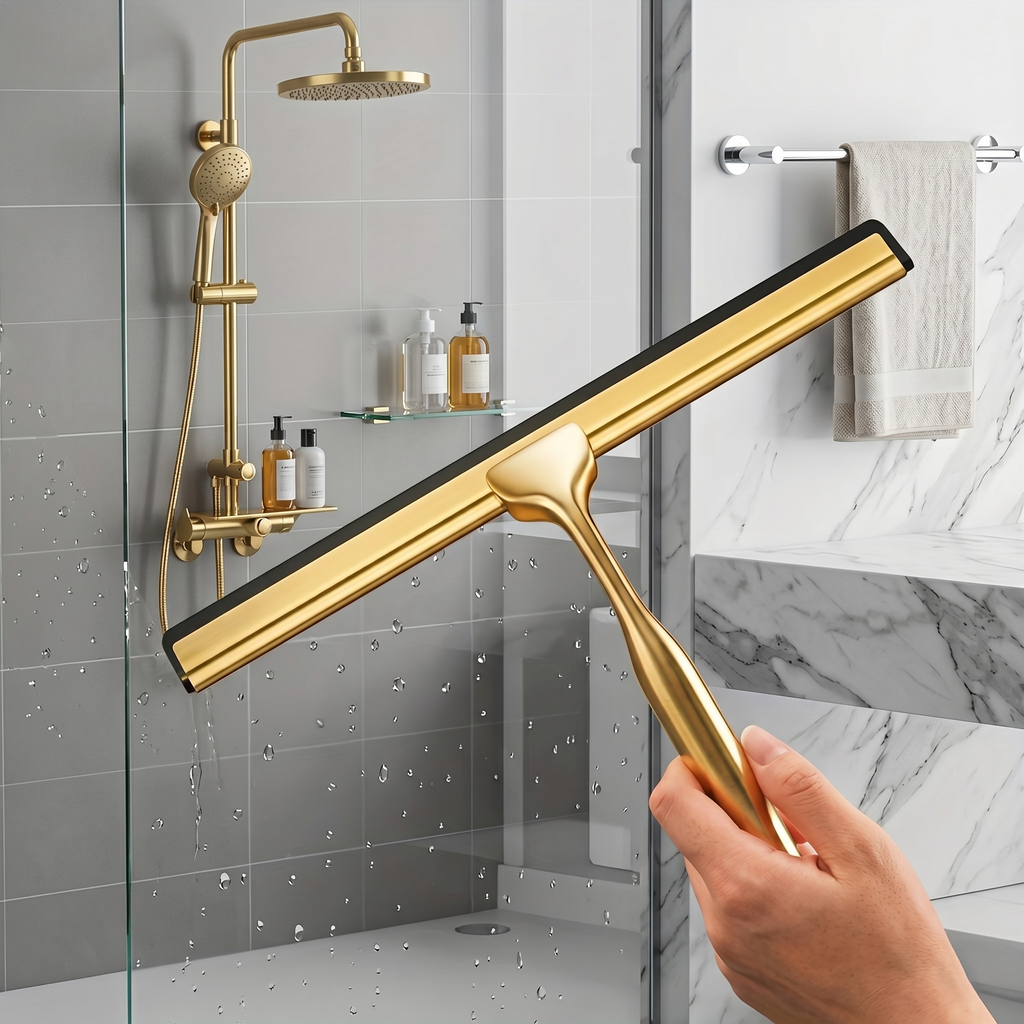 Brass Shower Glass Squeegee With Wall Mount Hook