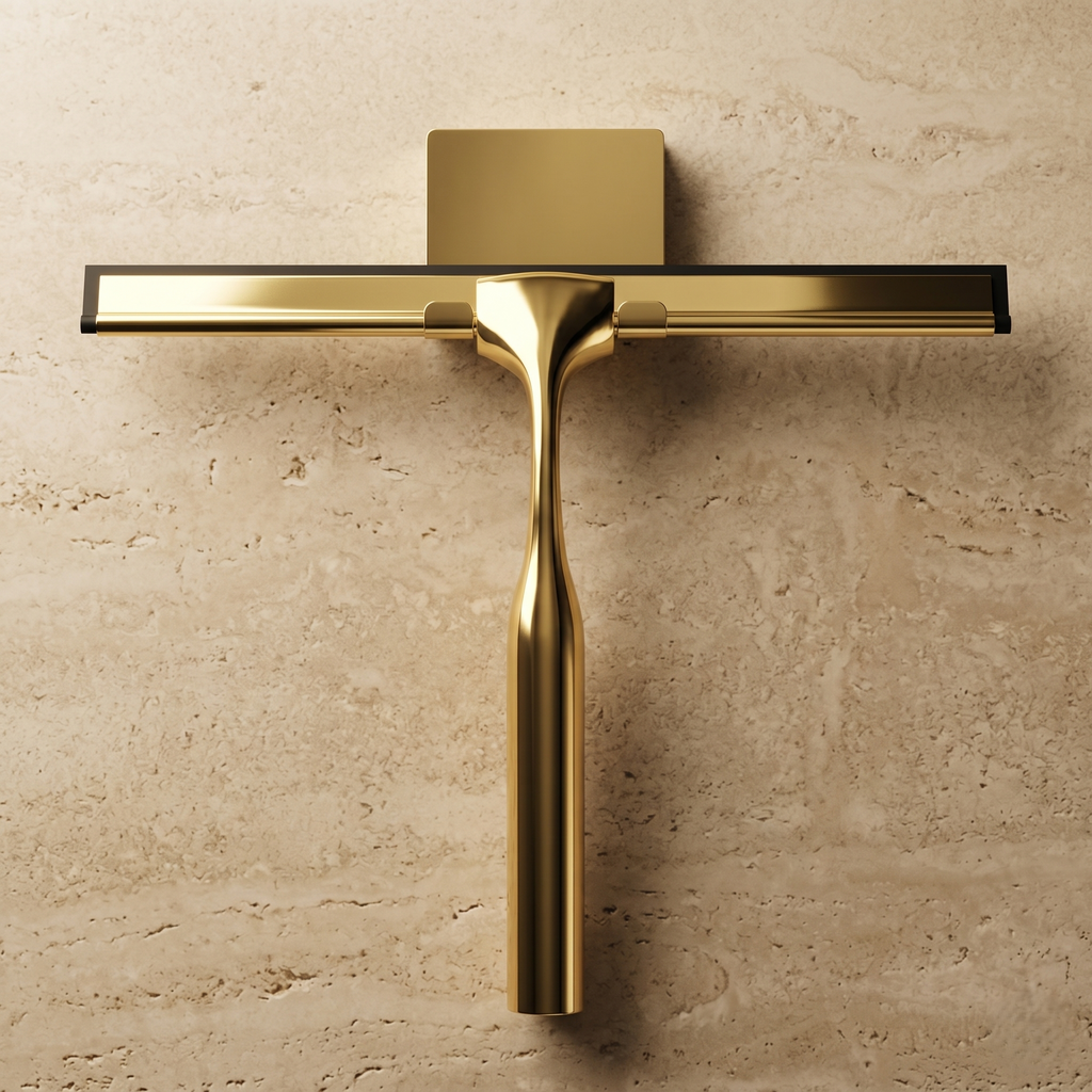 Brass Shower Glass Squeegee With Wall Mount Hook
