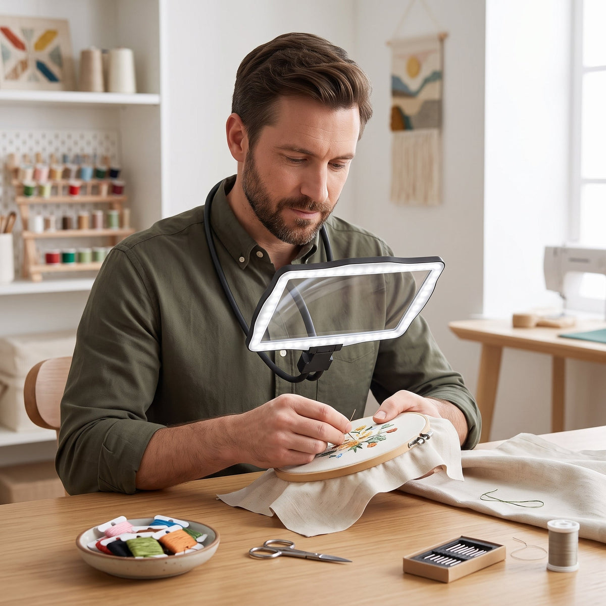 10X Hands-Free Magnifying Glass with 50 LEDs & Flexible Gooseneck