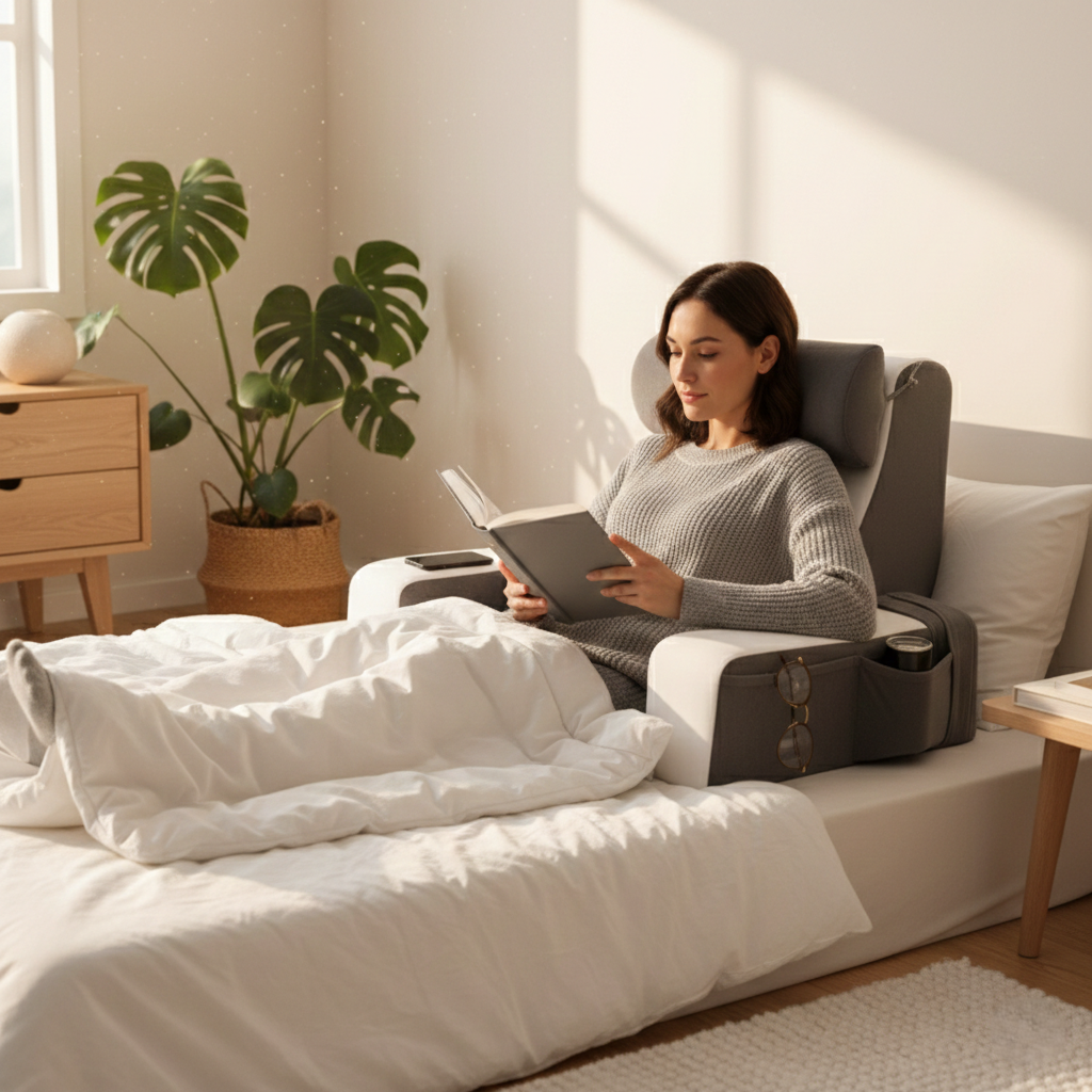 Ergonomic Bed Rest Pillow with Memory Foam Support