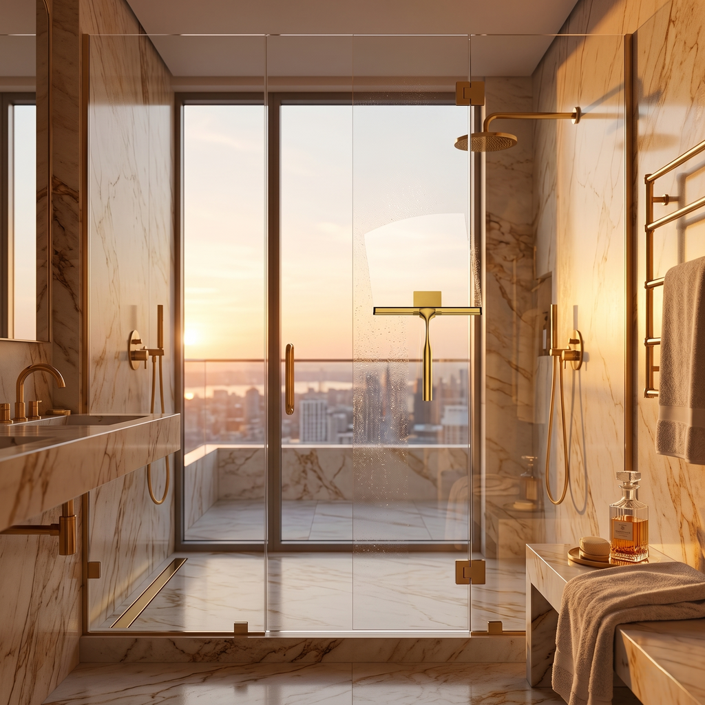 Brass Shower Glass Squeegee With Wall Mount Hook