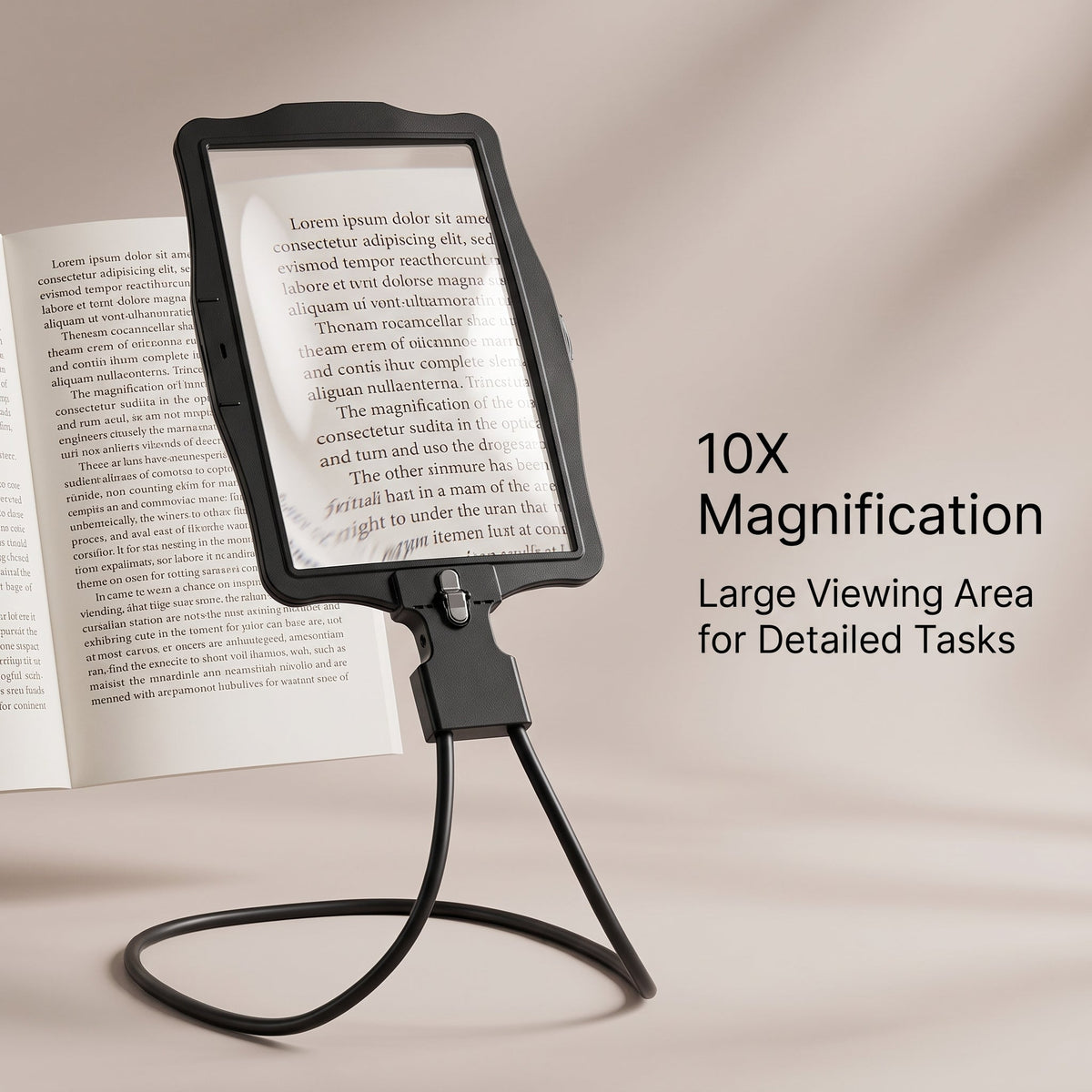 10X Hands-Free Magnifying Glass with 50 LEDs & Flexible Gooseneck