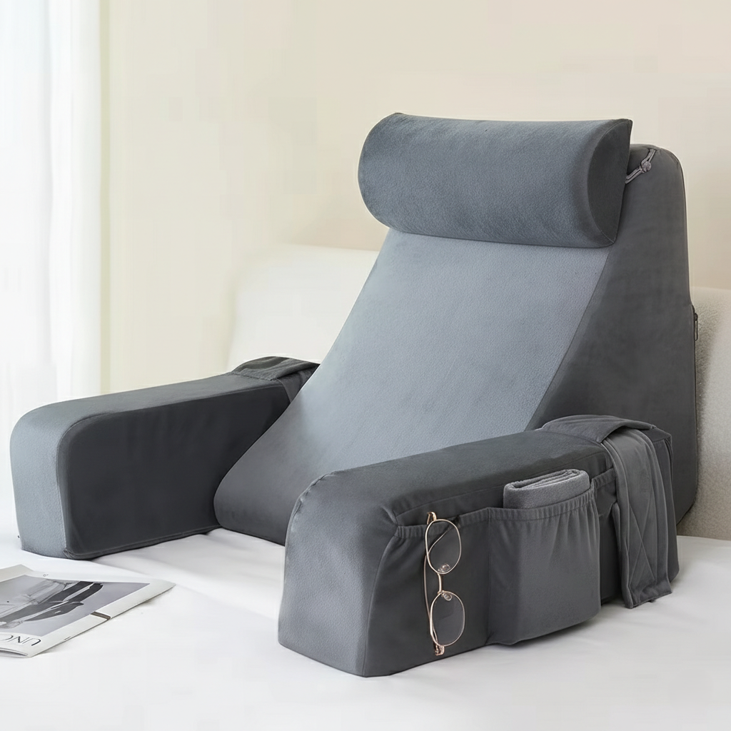 Ergonomic Bed Rest Pillow with Memory Foam Support