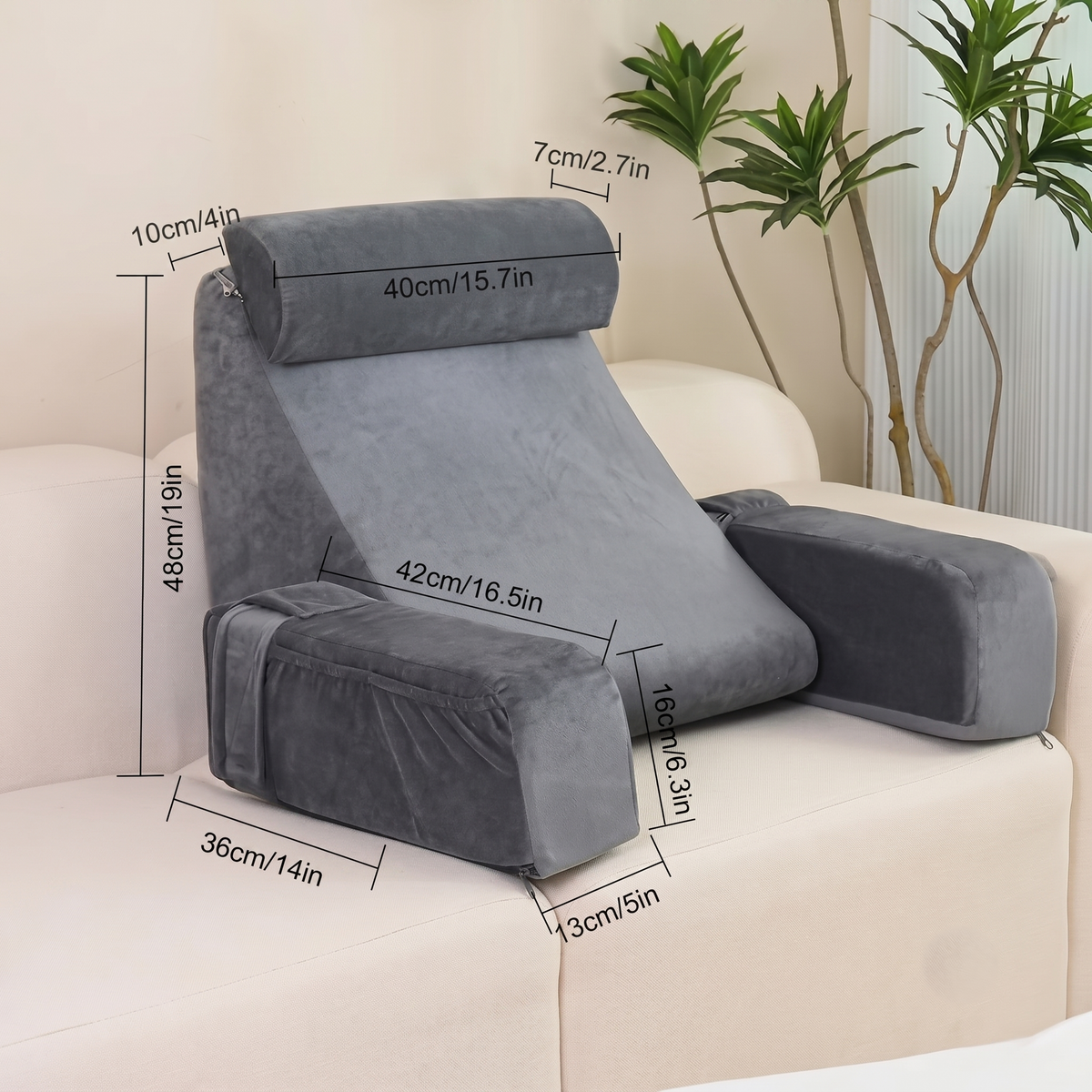 Ergonomic Bed Rest Pillow with Memory Foam Support