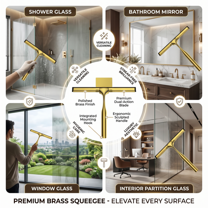 Shower Squeegee - Brass Glass Squeegee with Hook