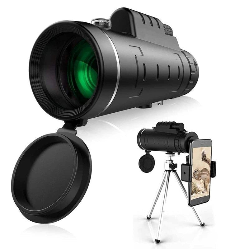 HD Monocular – 10x Waterproof Pocket Monocular with Smartphone Adapter, Birdwatching & Hiking