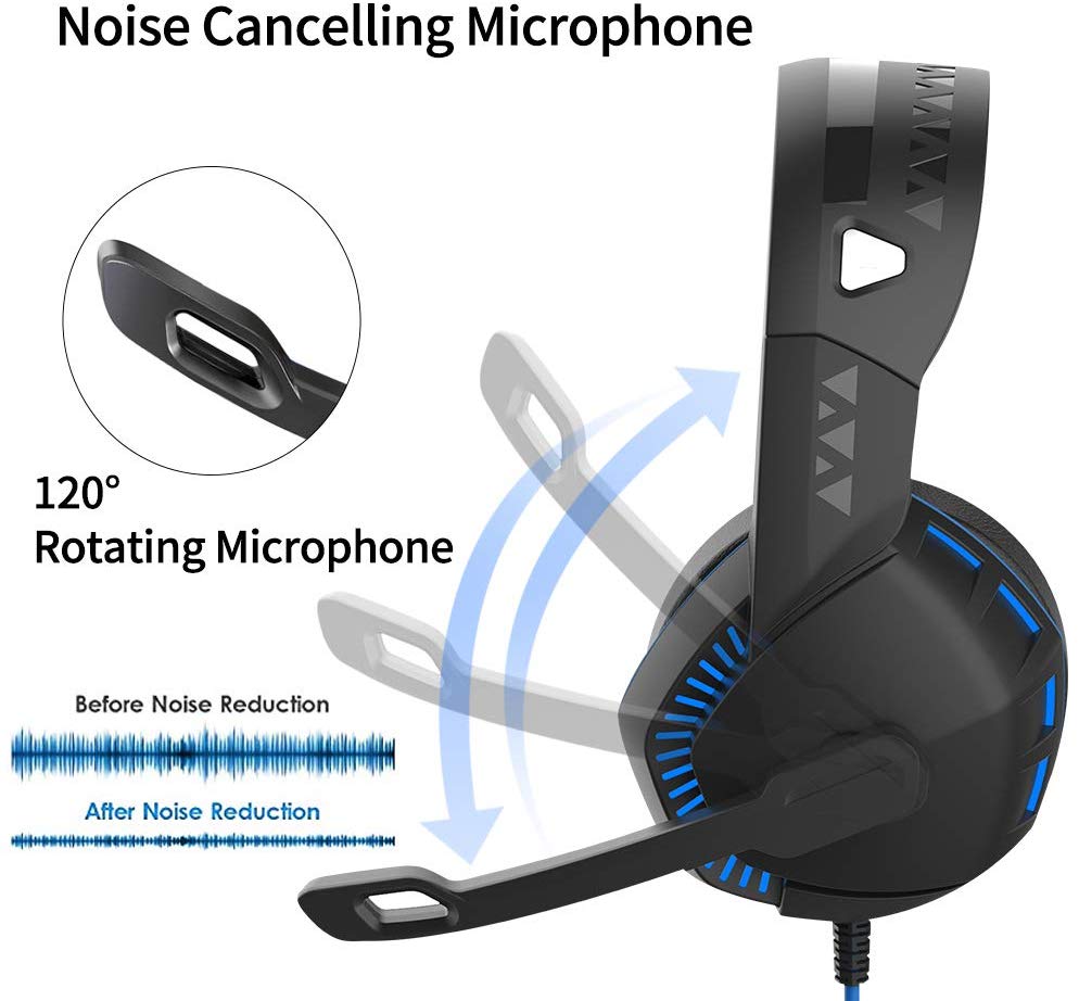 Powerful gaming headset with noise-cancelling microphone for PS4, Xbox One, PC