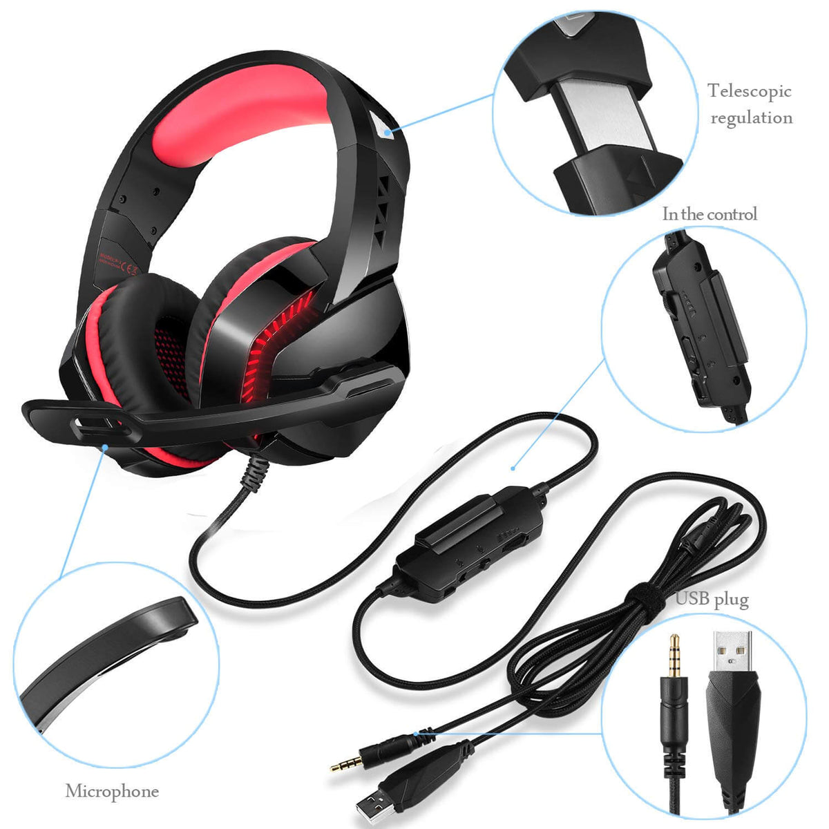 Powerful gaming headset with noise-cancelling microphone for PS4, Xbox One, PC
