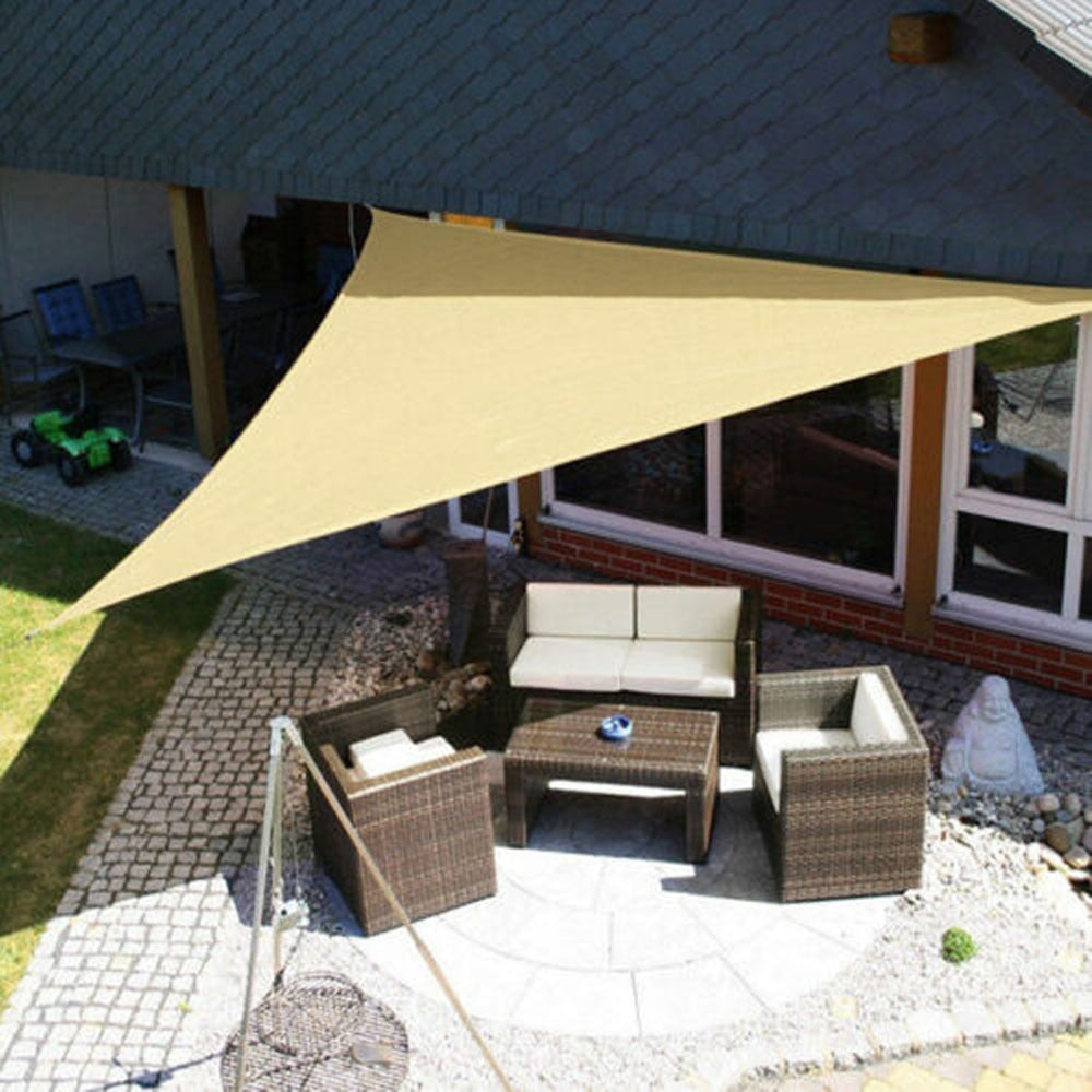Triangle Shade Sail – Garden Sun Canopy, 90% UV Block, Triangle, Square or Rectangle, Grey or Beige
