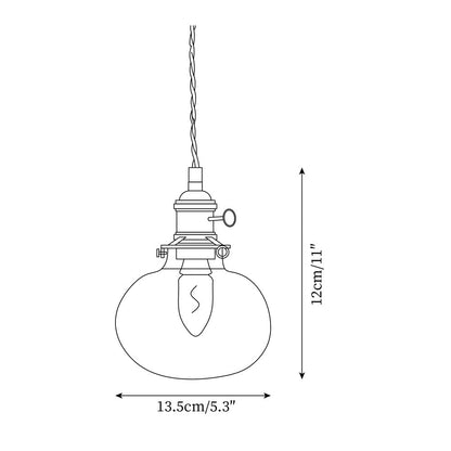 Clear Glass Pendant Light – Brass Farmhouse Kitchen Pendant, 3 Shapes, 14 to 15cm