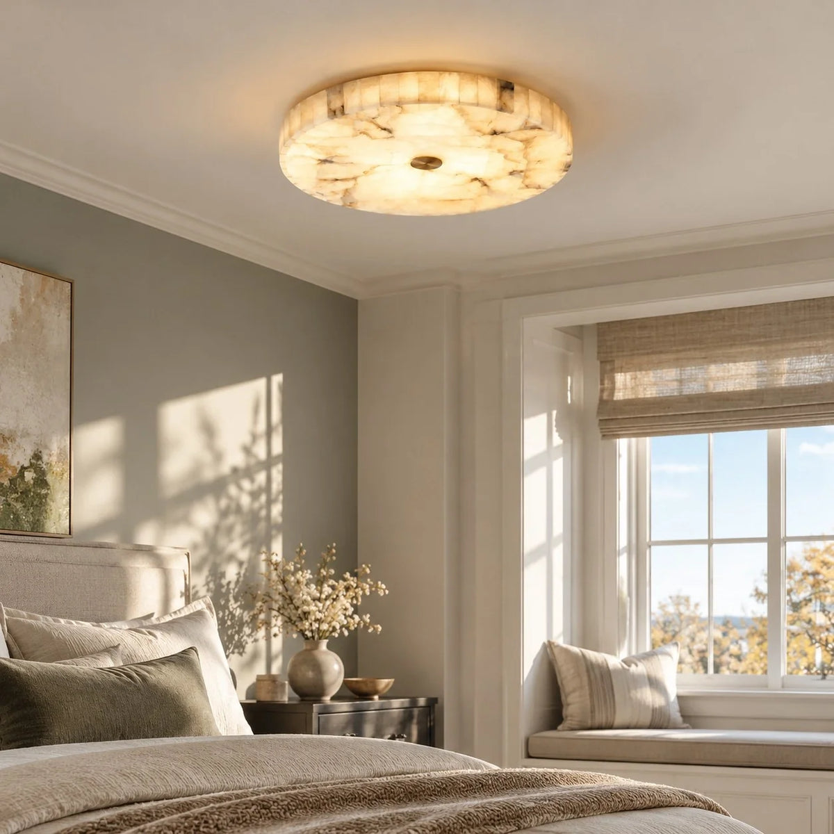 Kelly Modern Round Alabaster Ceiling Light