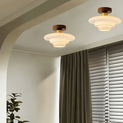 Ceiling Lamp Walnut Wood Glass Scandinavian E27 Hall Hallway Kitchen Dining Room Nordic Natural Copper | Sansoti