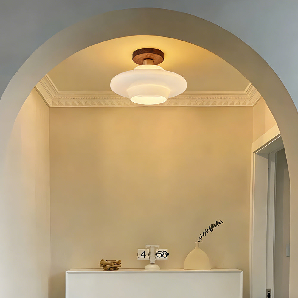 Ceiling Lamp Walnut Wood Glass Scandinavian E27 Hall Hallway Kitchen Dining Room Nordic Natural Copper | Sansoti