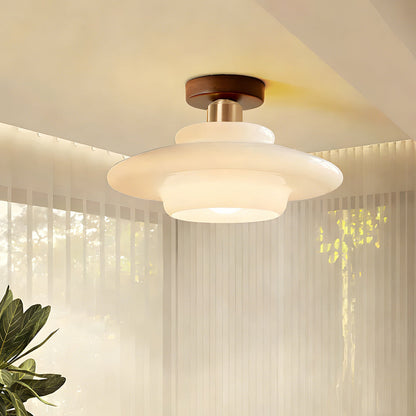 Ceiling Lamp Walnut Wood Glass Scandinavian E27 Hall Hallway Kitchen Dining Room Nordic Natural Copper | Sansoti