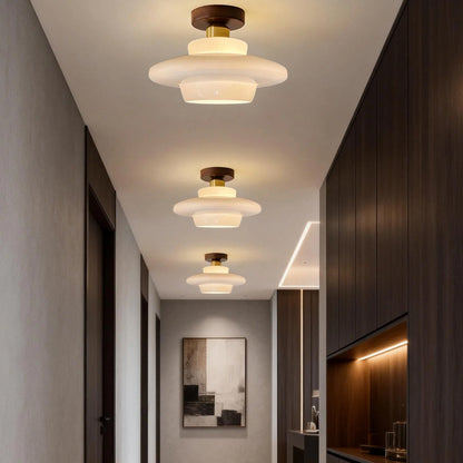 Ceiling Lamp Walnut Wood Glass Scandinavian E27 Hall Hallway Kitchen Dining Room Nordic Natural Copper | Sansoti