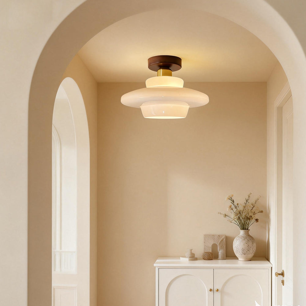 Ceiling Lamp Walnut Wood Glass Scandinavian E27 Hall Hallway Kitchen Dining Room Nordic Natural Copper | Sansoti