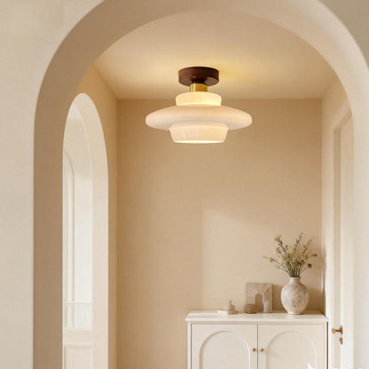 Ceiling Lamp Walnut Wood Glass Scandinavian E27 Hall Hallway Kitchen Dining Room Nordic Natural Copper | Sansoti