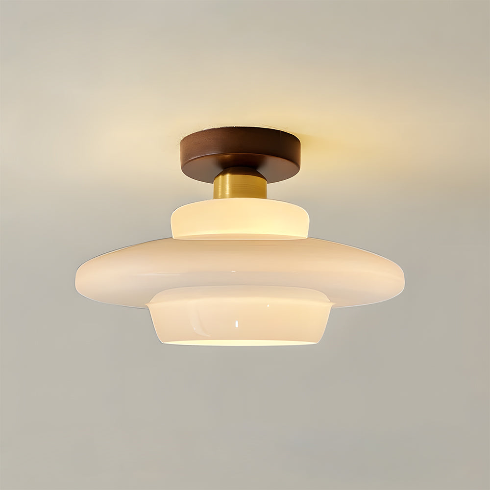 Ceiling Lamp Walnut Wood Glass Scandinavian E27 Hall Hallway Kitchen Dining Room Nordic Natural Copper | Sansoti