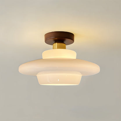 Ceiling Lamp Walnut Wood Glass Scandinavian E27 Hall Hallway Kitchen Dining Room Nordic Natural Copper | Sansoti