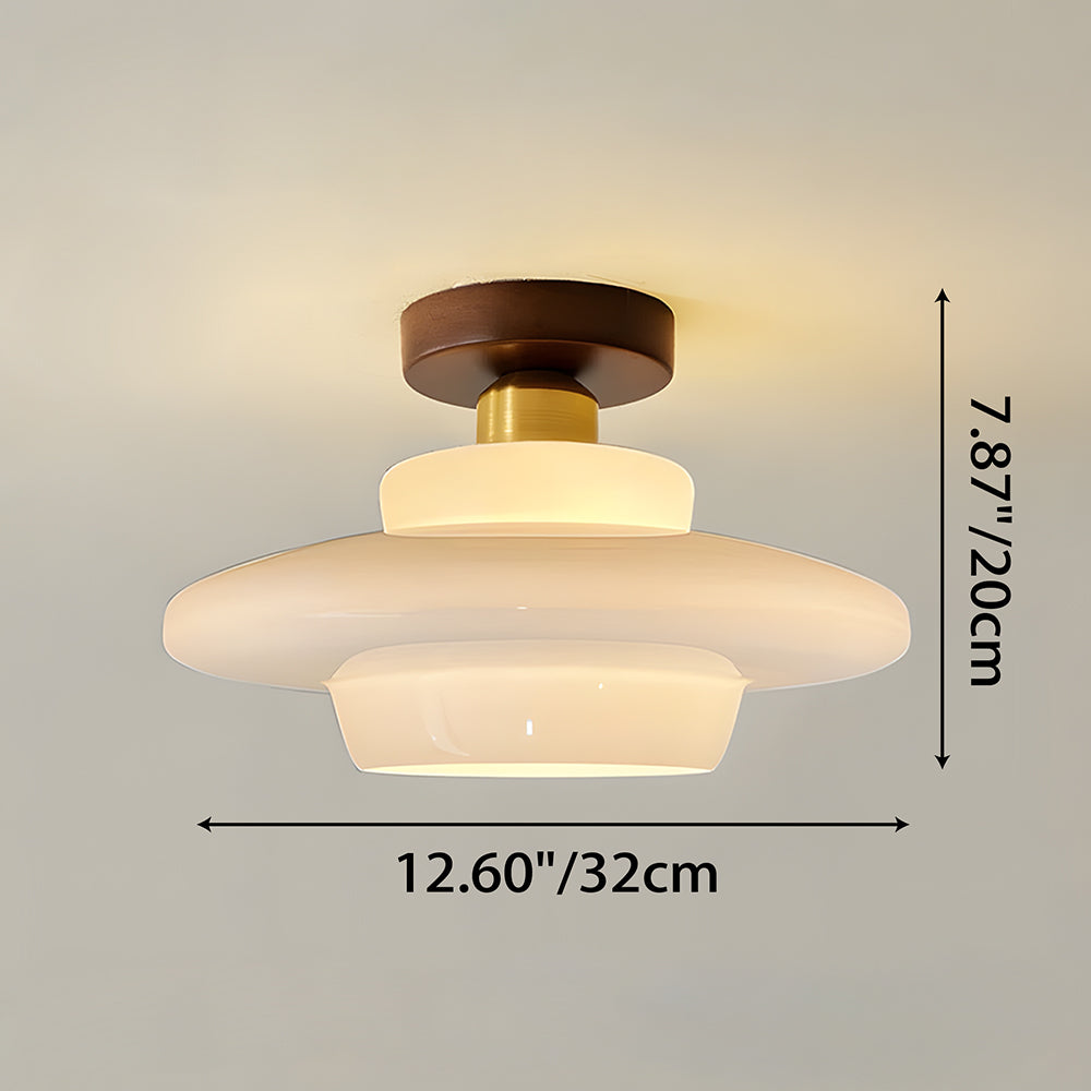 Ceiling Lamp Walnut Wood Glass Scandinavian E27 Hall Hallway Kitchen Dining Room Nordic Natural Copper | Sansoti