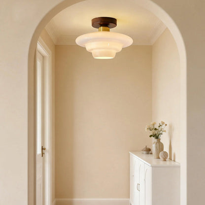 Ceiling Lamp Walnut Wood Glass Scandinavian E27 Hall Hallway Kitchen Dining Room Nordic Natural Copper | Sansoti