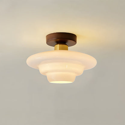 Ceiling Lamp Walnut Wood Glass Scandinavian E27 Hall Hallway Kitchen Dining Room Nordic Natural Copper | Sansoti